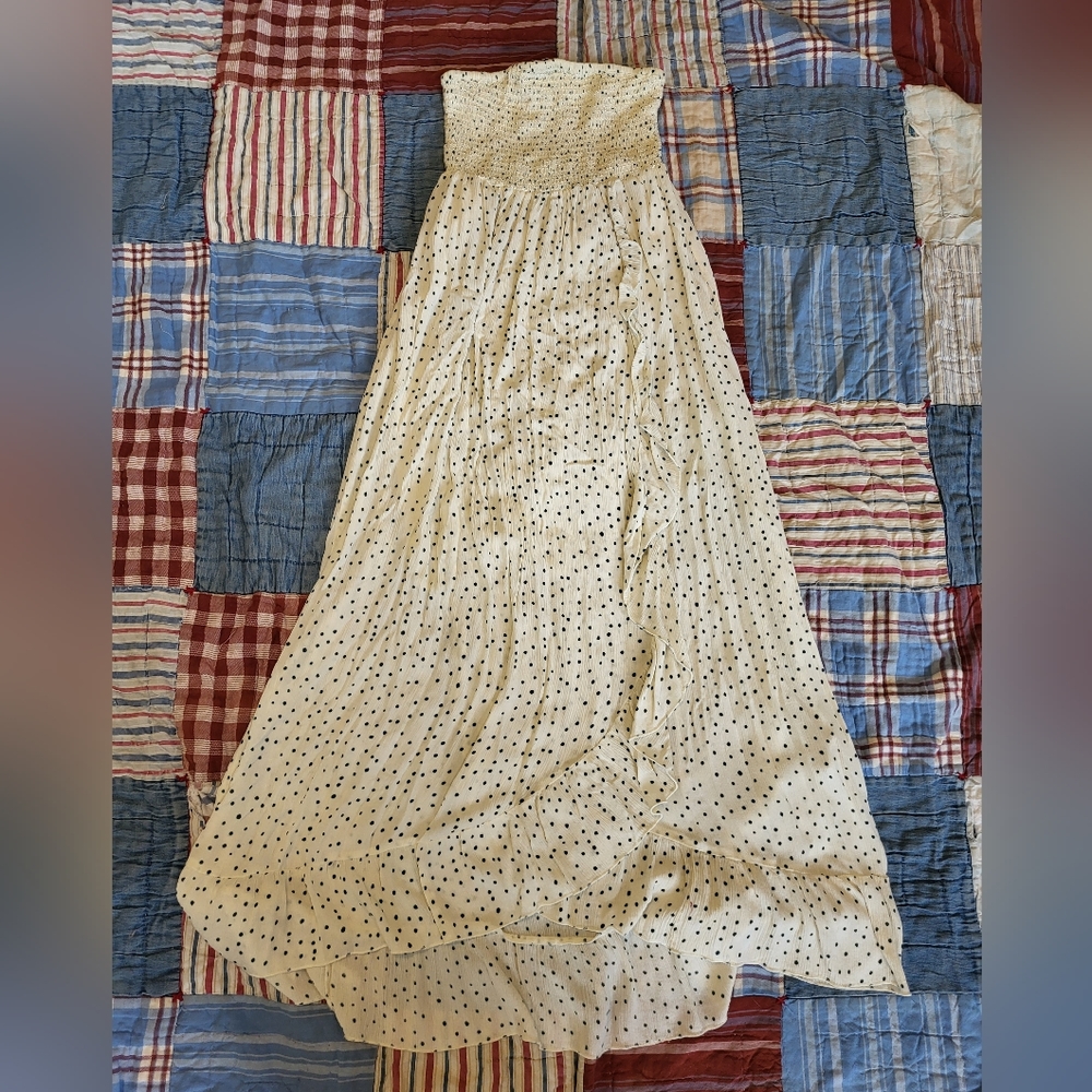 Patrons of Peace white blue strapless dress size small